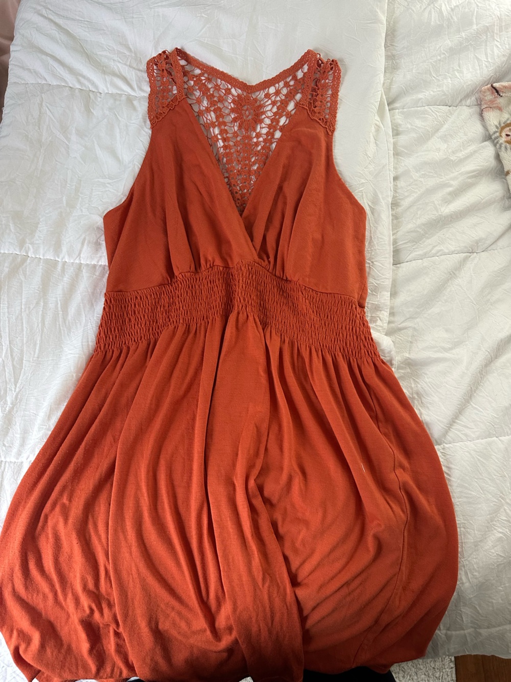 Maurices Rust Orange Sleeveless Smocked Waist Dress